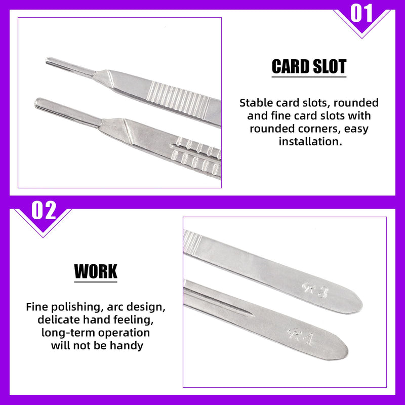 Swpeet 52Pcs 5 Styles #20#21#22#23#24 Scalpel Blades Surgical Grade Blades with #4 Scalpel Knife Handle Assortment Kit, Biology Lab Knives for Biology Lab Anatomy, Practicing Cutting, Sculpting N3