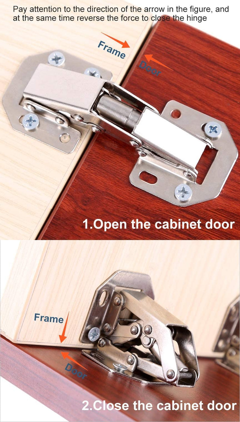 4-Pack Hidden Hinges for Cabinet Doors Frameless, Concealed Cabinet Hinges, Surface Mount Hinges 4 Pack