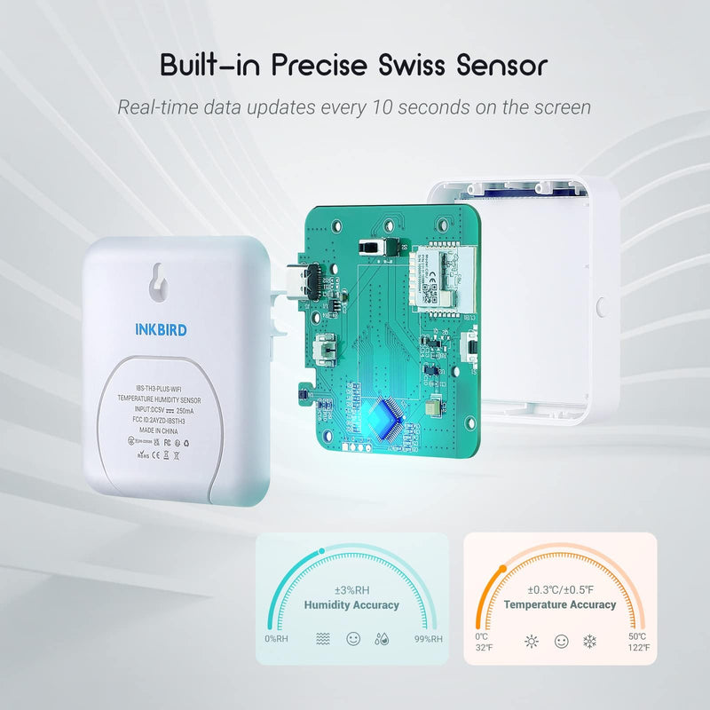 INKBIRD WiFi Hygrometer IBS-TH3-PLUS Temp Humidity Sensor with Display