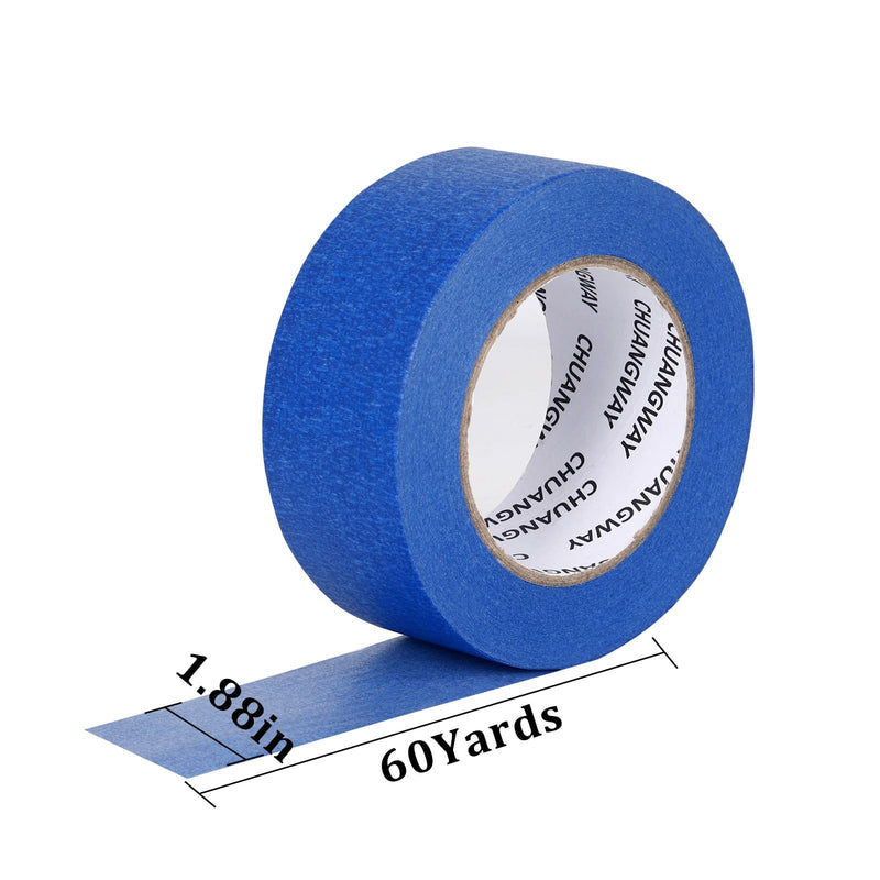 Blue Multi-Surface Painter's Tape (1.88 inches x 60 yards), 6 rolls of blue painter's masking tape, protects surfaces and is easy to remove, suitable for indoor, outdoor, painters, easy to clean off