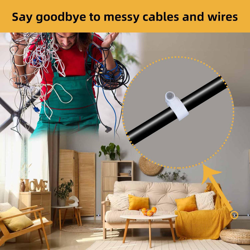 200 Pieces Cable Clips White Wire Nail Clips Ethernet Cable Wire Nails Tacks Clips Cable Management Wire Wall Clips Cord Holder 7mm Nail Cable Clips Round Coaxial Cable Clamps Cords Staples (White)