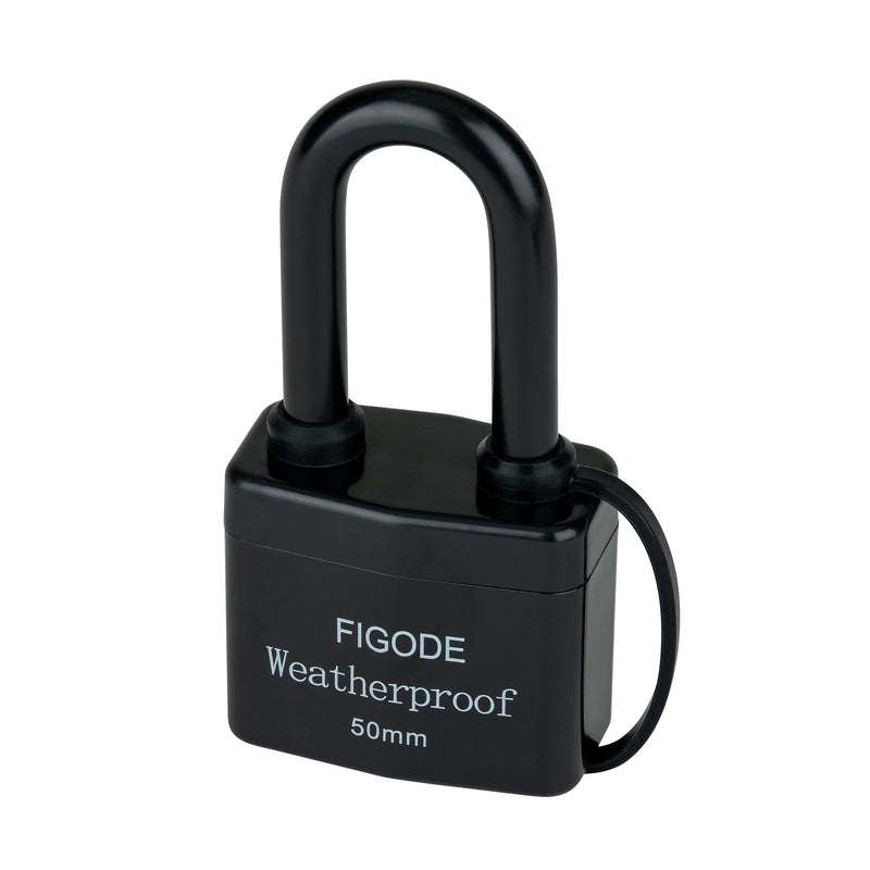 FIGODE® Outdoor Waterproof Padlock, Covered Heavy Duty Laminated Steel Keyed Lock, 2.2 in. Wide, Long Padlock 1 PACK LONG