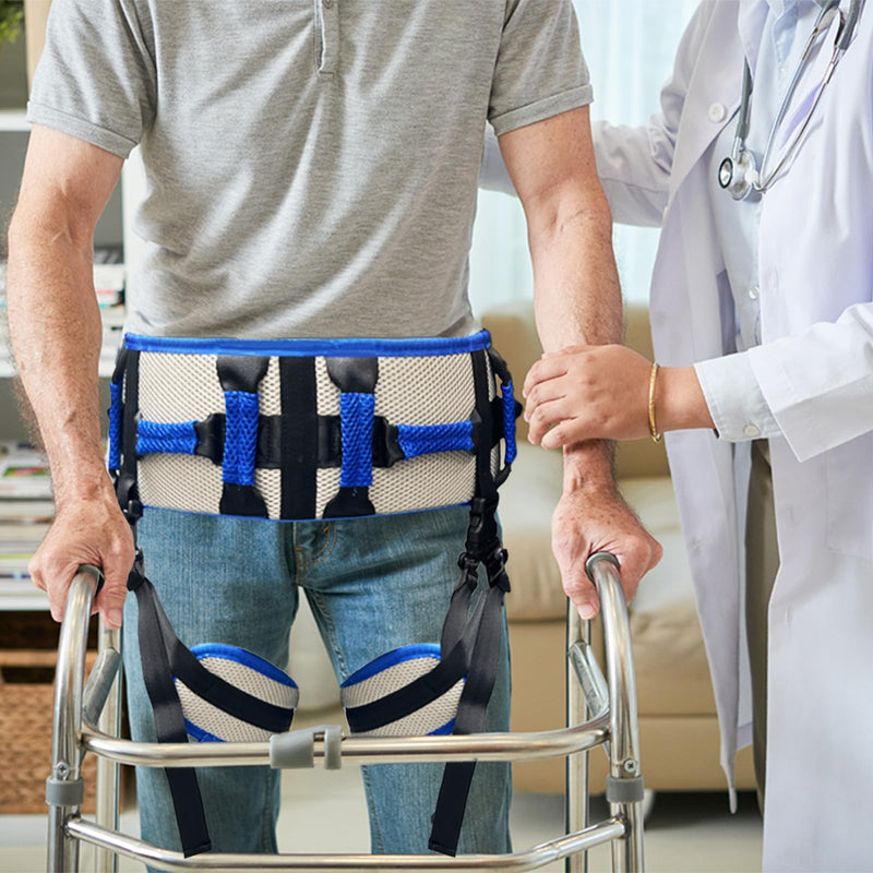 Adjustable Gait Belts for Seniors with Handles, Gate Belts Medical for Elderly, Transfer Belt for Elderly and Disabled, Safety Belt for Elderly Walking, Transfer Sling to Wheelchair (Blue) Blue