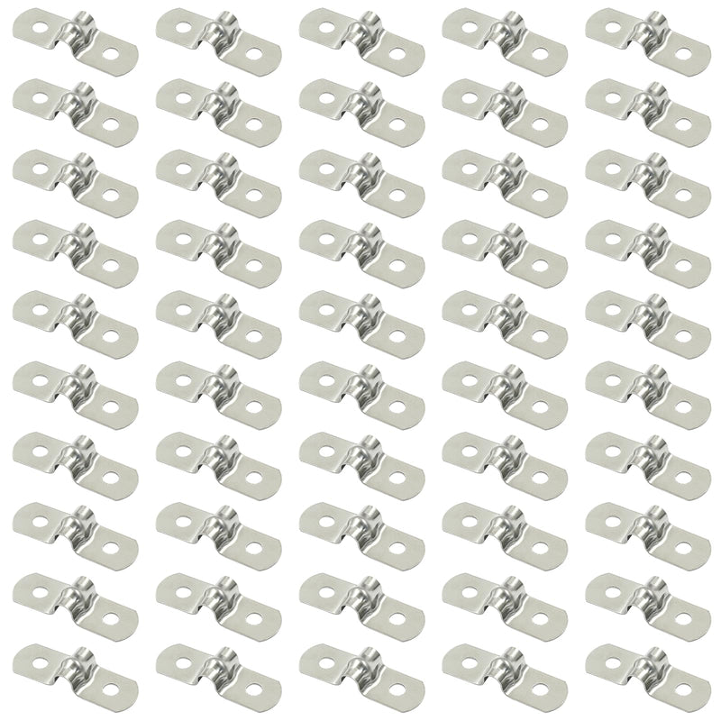 Piutouyar 50 Pack M5 Two Hole Strap U Bracket 304 Stainless Steel Rigid Pipe Strap Clamp Heavy Duty Tube Strap Tension Clip (3/16 Inch) 5mm, 50pack