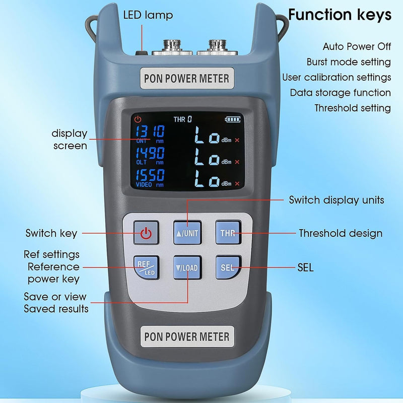 Fiber Optic PON Optical Power Meter A-330A SCAPC FCAPC Interface PON Network Tester 1310nm 1490nm 1550nm Fiber Network Tester PON Optical Power Meter Testing Tool