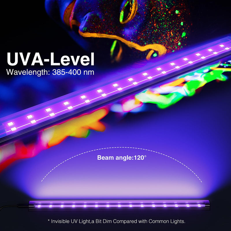 Onforu 2 Pack 10W LED Black Light Bar, 1ft, USB Blacklight Tube, Blacklight Bars with Switch, Black Light for Fluorescent Tapestry Poster, Cabinet, Glow Party, Halloween, Body Paint