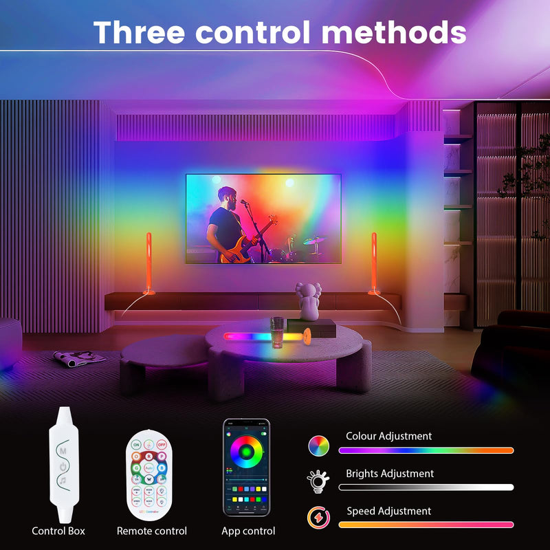 Smart LED Light Bars, Borllyem TVLEDICWW TV Backlight with Double Light Beads, App Control, 2.4G Remote, Music Syncing and 22Modes for Gaming, Room Decoration (USB Without Adapter) Orange Shell