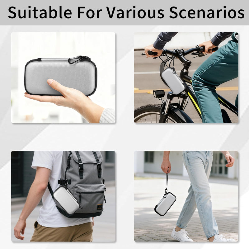 6500°F Hard Fire-Resistant Power Bank Case,Waterproof Electronic Organizer Travel Bag,Shockproof EVA Carrying Case for Cell Phones/Earbuds,Travel Gadgets for Cables,SD Memory Card,Camera Chips Silver Medium Size