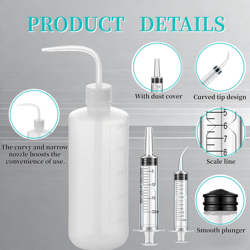 Soft & Liquid Diet Kit - 10 Pcs Jaw Surgery Recovery Feeding Set with 4 Direct Syringes, 1 Curved Syringes, 2 Squeeze Bottles, 3 Tubing - for Jaw Surgery Recovery, Liquid Feeding, Epoxy Resin, Oils & Industrial Use