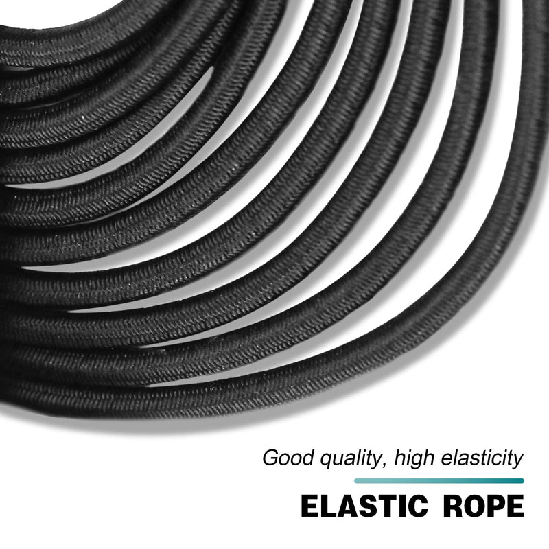 1/8" Bungee Shock Cords,65 Feet Elastic Nylon Cords Kayak Stretch String Rope for Bikes,Tie Downs,Boating,Camping,Cars,Sunshades,Fitness and Outdoor Enthusiasts (1/8 inch x 65 feet, Black) 1/8 inch x 65 feet, Black