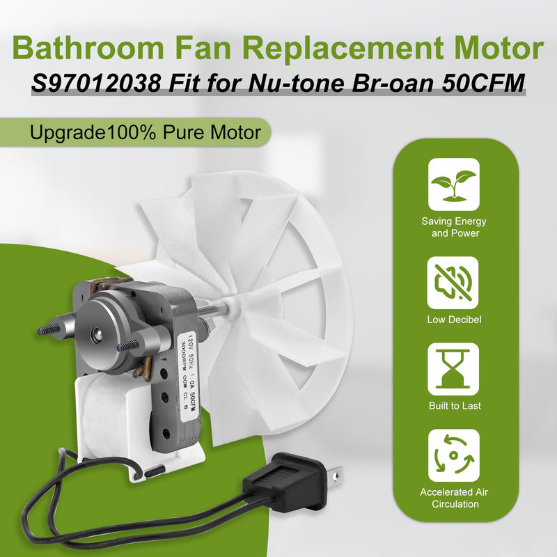 Bathroom Vent Fan Motor and Ceiling Blower Wheel Replacement fit for Nu-Tone Br-oan 663 668 688 659 662 678 50CFM 120V S97012038 Electric Motors Kit by Fetechmate 1