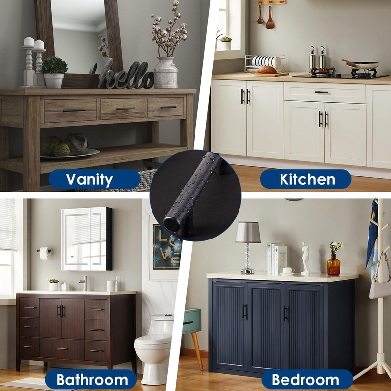 HBL' 30 Pack | 3 Inch Center to Center Matte Black Cabinet Pulls Kitchen Cabinet Handles,Made of Stainless Steel,Ideal for Cabinet,Drawer,Cupboard and Wardrobe. 5-Inch Length (3-Inch Hole Center) - NewNest Australia