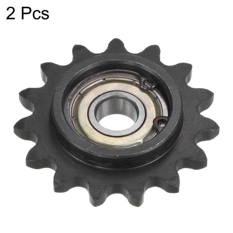 uxcell #35 Chain Idler Sprocket, 10mm Bore 3/8" Pitch 15 Tooth Sprocket Tensioner, C45 Carbon Steel 35 Roller Chain Sprocket with Bearing for ISO 06C Chain, 2Pcs 49mmx10mm