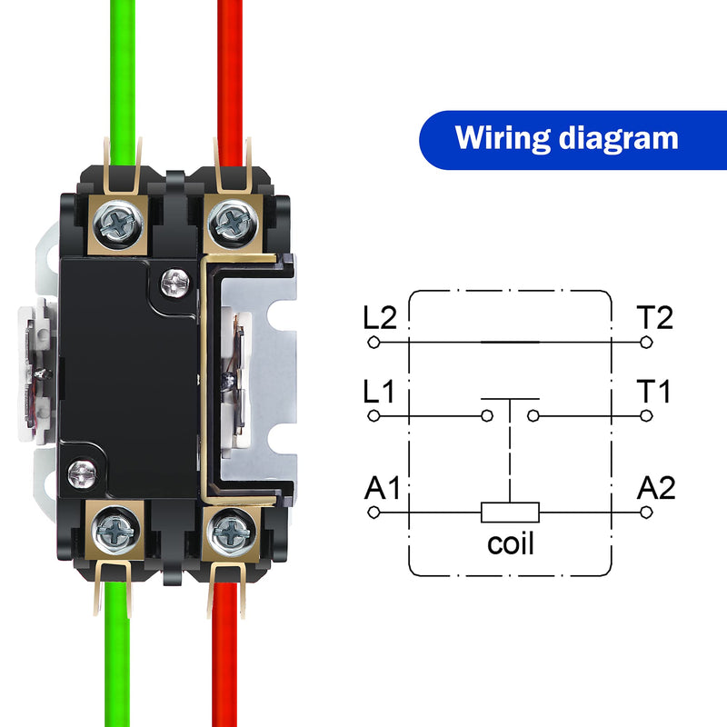 Dreyoo 24V Coil 1 Pole Air Conditioner Contactor, UL Certified Carrier HVAC Motor Contactor, Air Conditioner Replacement Relay, Compatible with C230b, Heat Pump, Refrigeration Systems (30 A) 30A