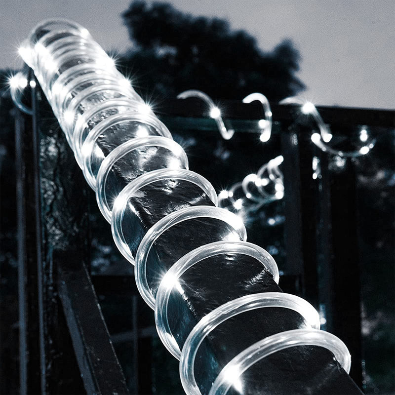 ICRGB 66FT 200LED Solar Rope Lights, Outdoor Waterproof Solar Lights with Remote, IP67 Solar Powered String Lights with Timing & 8 Modes for Garden Tree Pathway Yard Pool RV Christmas Decor, White