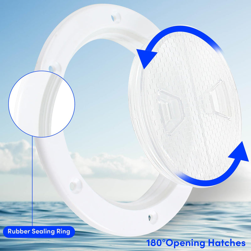 Boat Hatch Deck Plate - Marine Access Hatch Round with Detachable Cover for RV Marine Boat Kayaks Yacht - Boat Hatch Cover Circular Non Slip Inspection Hatch with Screws(White Transparent(4",6",7.2" ) 4inch White