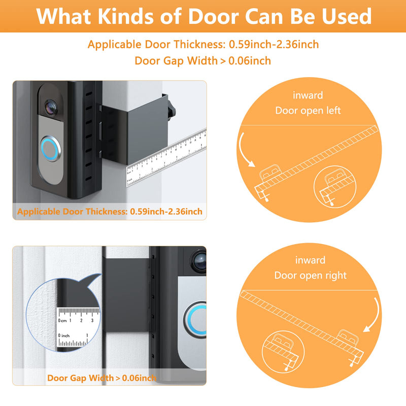 QIBOX Anti-Theft Video Doorbell Mount Compatible with Ring/Blink Wireless Video Doorbell 4/3/3 Plus/2/1/(2020 Release), Adjustable No-Drill Mounting Bracket Wedge Adapter Holder Accessories Black