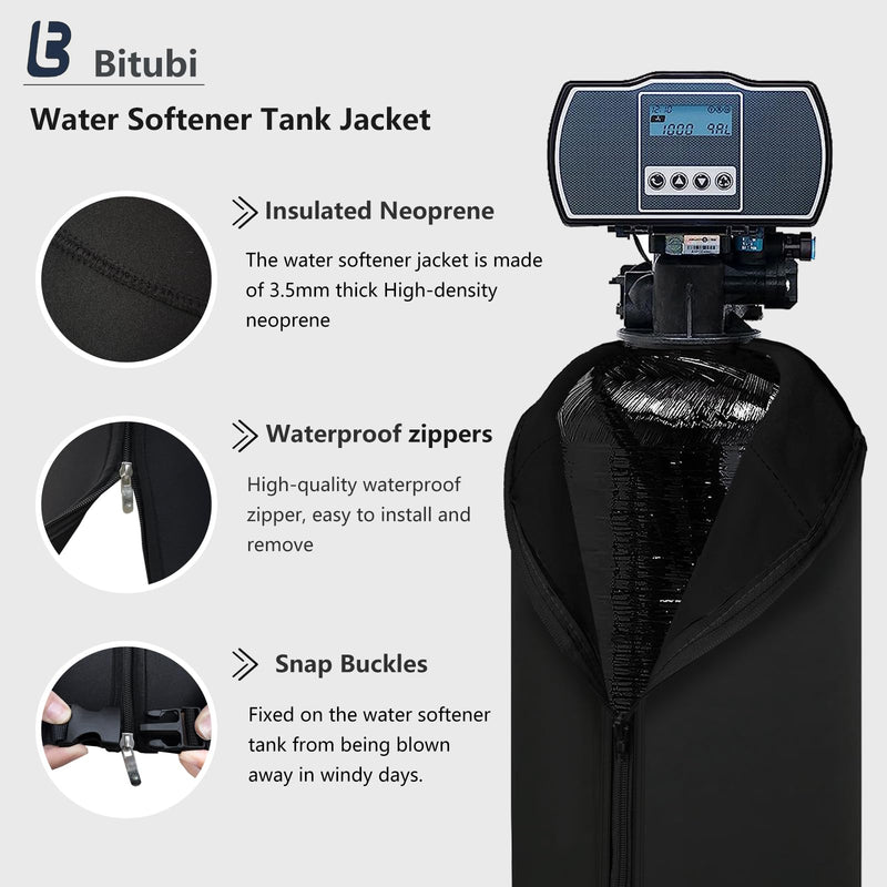 Bitubi Water Softener Neoprene Sweat Jacket, Outdoor Water Softener and Filter Tank Cover to Prevent Sweating, Water Softener Insulated Cover (9x48, Black) 9x48(Tank Jacket) Neoprene Sweat Jacket (Black)