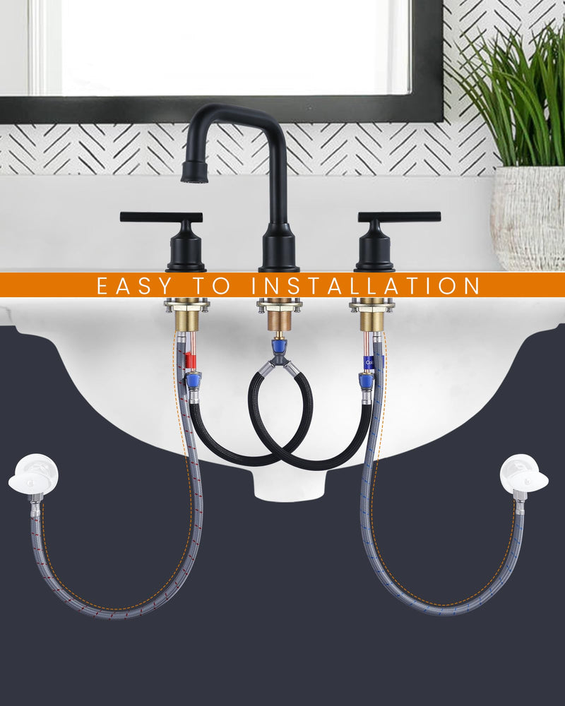 Faucet Supply Lines, WOWOW 24" Bathroom Sink Faucet Hose, Braided Nylon cUPC Supply Lines 3/8" Female Compression Thread × M8 Male Connector,Stainless Steel Braided Supply Line(1 Pair) 24Inch