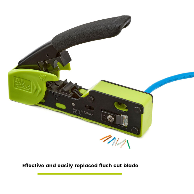trueCABLE Crimp Tool for Pass Through RJ45 - All-in-One Ethernet Crimper, Cutter, Stripper - Works with Cat5e, Cat6, Cat6A Shielded and Unshielded Connectors trueCRIMP_V3
