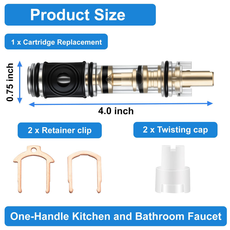 Dual Seal 1225 Replacement Cartridge, Compatible with Moen 1225 1225B, One Handle Bathroom Faucet Cartridge Replacement, for Single Handle Faucet/Showers, Brass