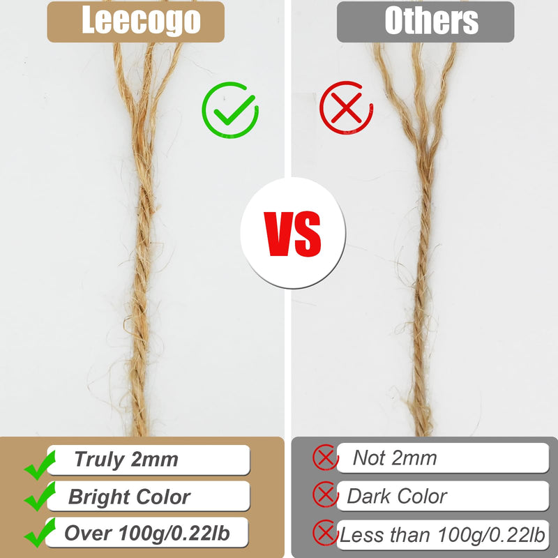 Leecogo 2mm Jute Twine 300 Feet 3Ply Twisted Heavy Duty Brown Twine String Ribbon for Arts Crafts DIY Project Gardening Packing Materials 300.0 Feet