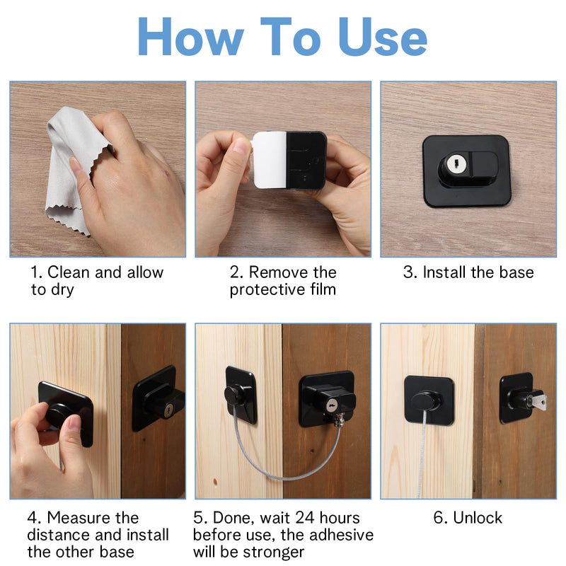 12 Pack Refrigerator Lock with Keys Heavy Duty Fridge Locks Child Safety Cabinet Locks Adhesive Baby Lock for Kitchen Drawer File Furniture Appliance Closet Window Door
