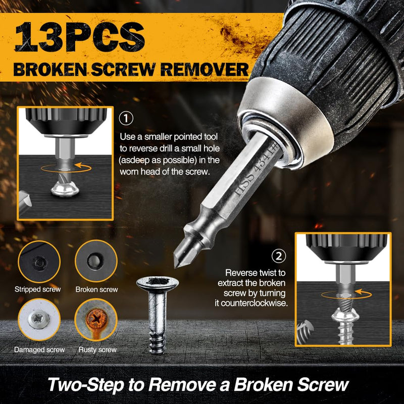 Gifts for Men,13 Pcs Damaged Screw Extractor Set, Christmas Stocking Stuffers for Adults Men, Mens Gifts, ez Out Screw Extractor, Stripped Screw Extractor Set of Rusty Broken Screws & Bolts ﻿ - NewNest Australia