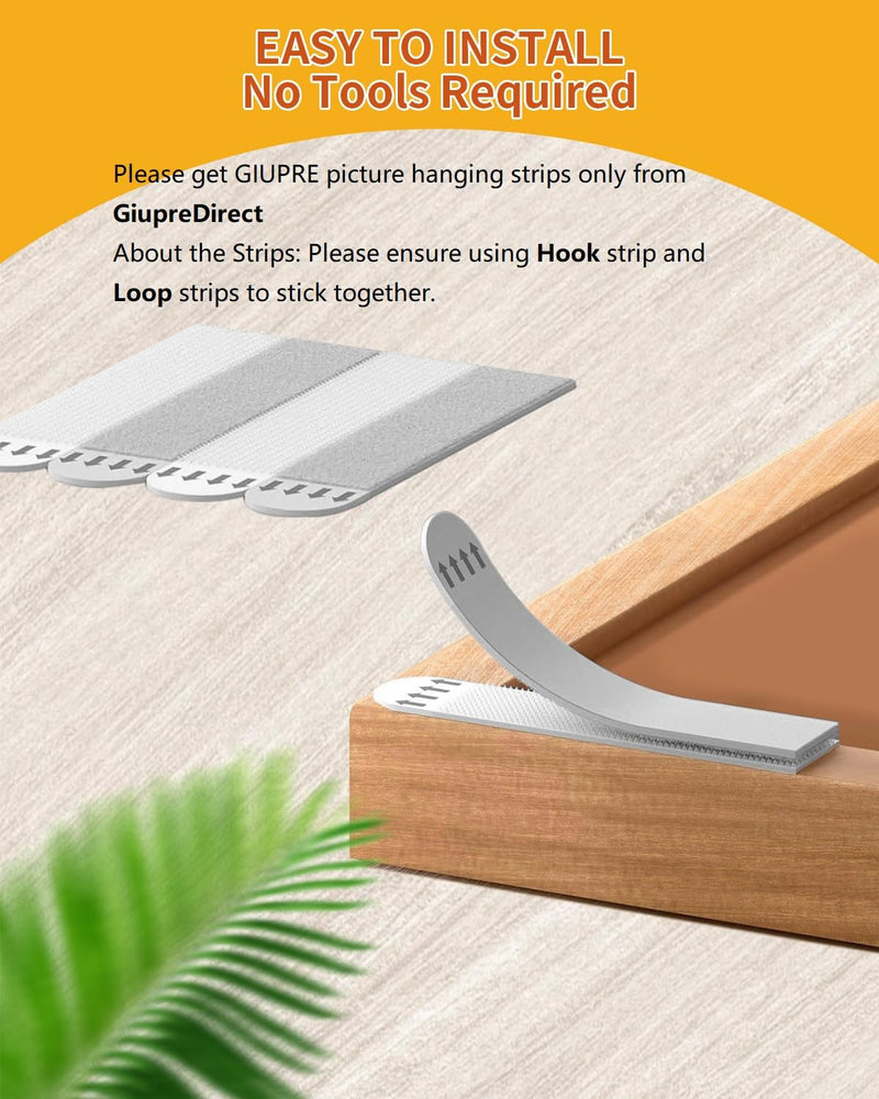 Picture Hanging Strips - 24-Pairs(48 Strips) Wall Sticky for Hanging Pictures on Wall Without Nails, Adhesive Picture Hangers Heavy Duty No Damage Picture Hanging White
