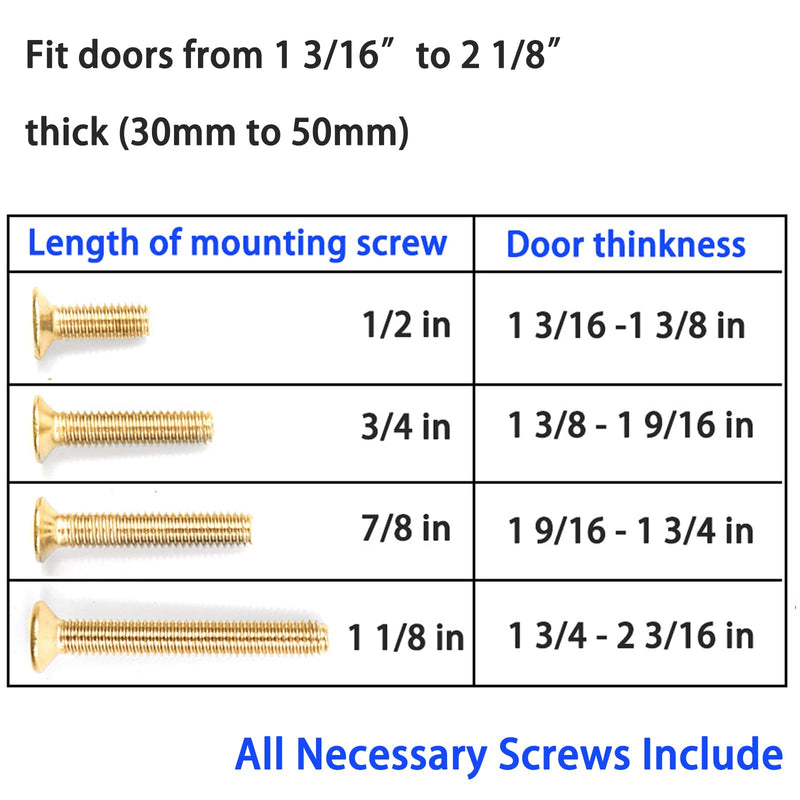Dontay Pocket Door Keyed Lock with Handles, Round Contemporary Entrance Sliding Barn Door Lock Latch, Recessed 2 Sided, 2-3/8 inch Backset, Flush Handles Hardware(Satin Brass,1) Satin Brass 1