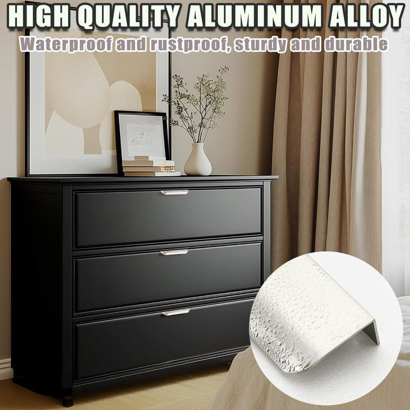 12 Pack Adhesive Edge Finger Tab Pull Self Adhesive Cabinet Handles Aluminium Alloy Concealed Drawer Pulls Drawer Edge pulls Easy To Install and Durable (Silver (12 pcs), 3.15" Overall Length) Silver (12 pcs)