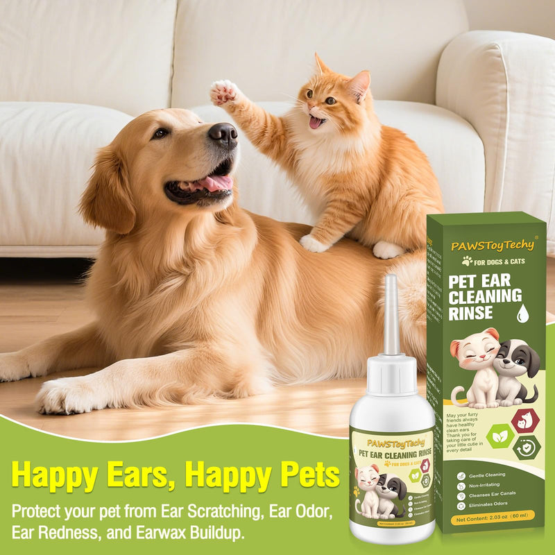 Pet Ear Cleaner Drops for Dogs & Cats - Gentle Ear Cleaning Solution for Deodorizing & Wax Removal, Safe for Pets & Humans 2PACKS/4 OZ D
