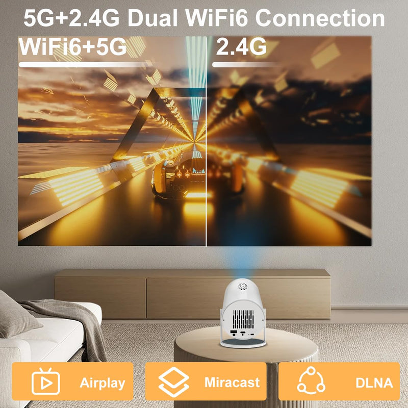 [Ultra-Slim 2.69 " 丨High Brightness] HY300 Pro Projector, Portable 4K Projector with WiFi Bluetooth Android 13 1080P Support, Auto Keystone Correction，Compact Design for Home Theater, and Gaming.