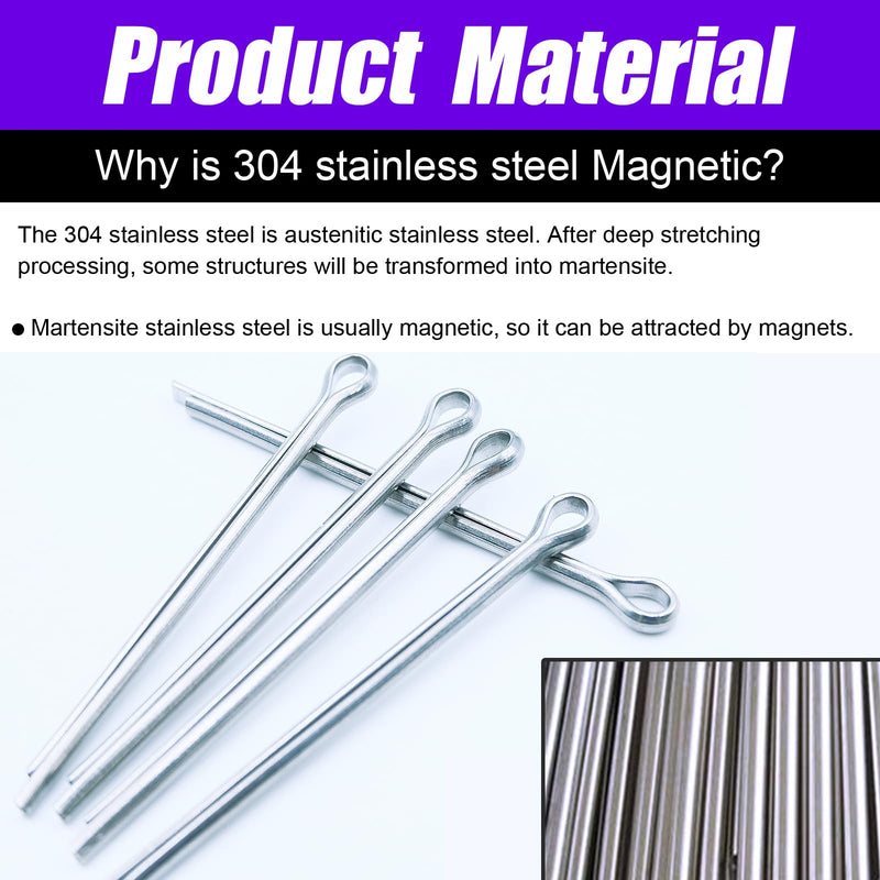 360PCS Cotter Pin Assortment Kit, 6 Sizes 304 Stainless Steel Cotter Pins Set, Split Pin Fastener Clips for Car Mechanics, Lawn Mowers, Trucks, Tractors Repair 360PCS