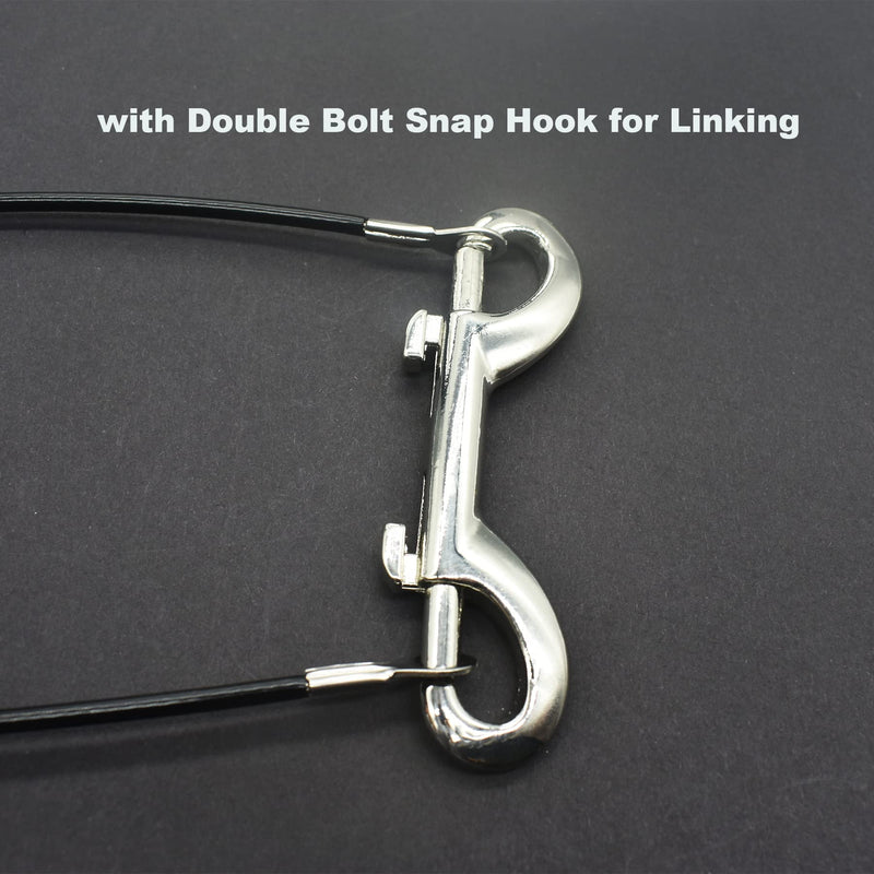 10 Pcs 1/8"(3mm) Wire 12" Vinyl Coated Stainless Steel Cable with Eyelets Short Wire Rope Lanyard Lock Security Chain Link for Outdoor Gates, Black(1/8"x12") 3mm(T) x 12 in/30cm(L)