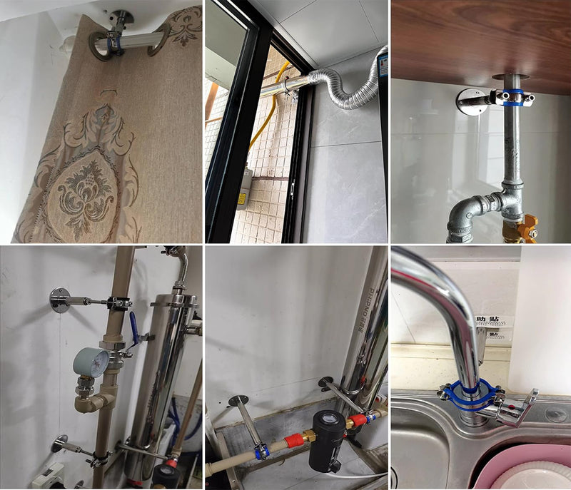 Wall Mount Ceiling Mount Pipe Supports,Adjustable Pipe Clamps Stainless Steel 304,2PCS Suitable for Pipe OD 25-27mm （3/4" Pipe）Adjustable Height 100-200mm Adjustable Height 100-200mm