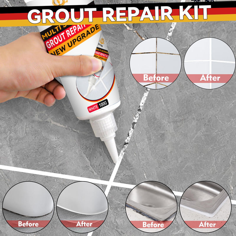 Tile Grout Repair Kit, 2 Pack Grout Filler, Fast Drying Tile Grout, Grout Sealer Bathroom Shower Kitchen Floor Tile, Restore and Renew Tile Joints Line, Gaps, Replace Grout Pen(White) White 200G