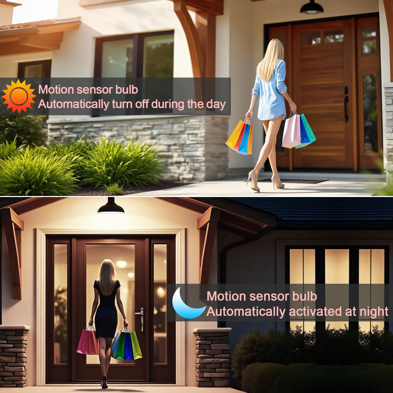 McDen Motion Sensor Light Bulb, BR30 13W Equivalent 100W 6000K Daylight, Indoor Motion Activation Detector Light Bulb, E26 Base Dusk to Dawn Security Night Light. 4 Packs BR30-13W