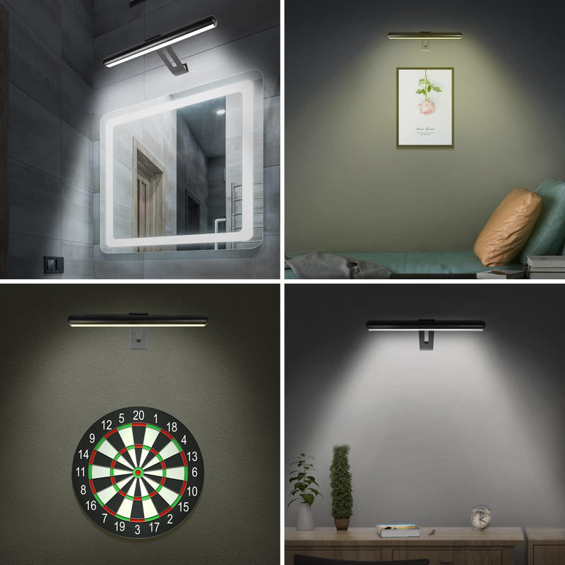 Picture Light Battery Operated, Picture Lights for Wall, Wireless Picture Light with 2 Remotes, Picture Light for Paintings, 16 LED, 3Modes, 300LM Dimmable Light with Timer for Art Black-13"