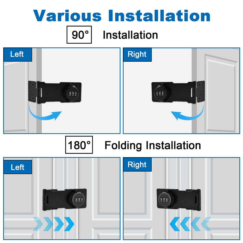 2Pcs Combination Cabinet Locks for Baby Proofing - Keyless Closet Door Lock with Screws, 3-Digit Password Code Latches Hardware, Bolt Latch for Barn Door, Bathroom