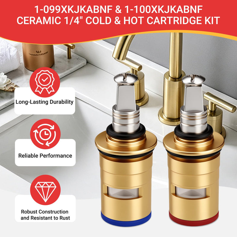 1-099XKJKABNF & 1-100XKJKABNF Ceramic 1/4-Turn Cold & Hot Cartridge Kit