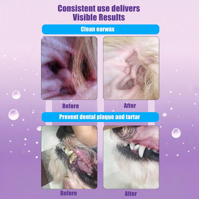 Pet Dental & Body Wipes for Dogs & Cats – Chamomile & Coconut Oil Formula Freshens Breath, Cleans Paws & Tear Stains – 60pcs 270g No-Rinse Finger Wipes