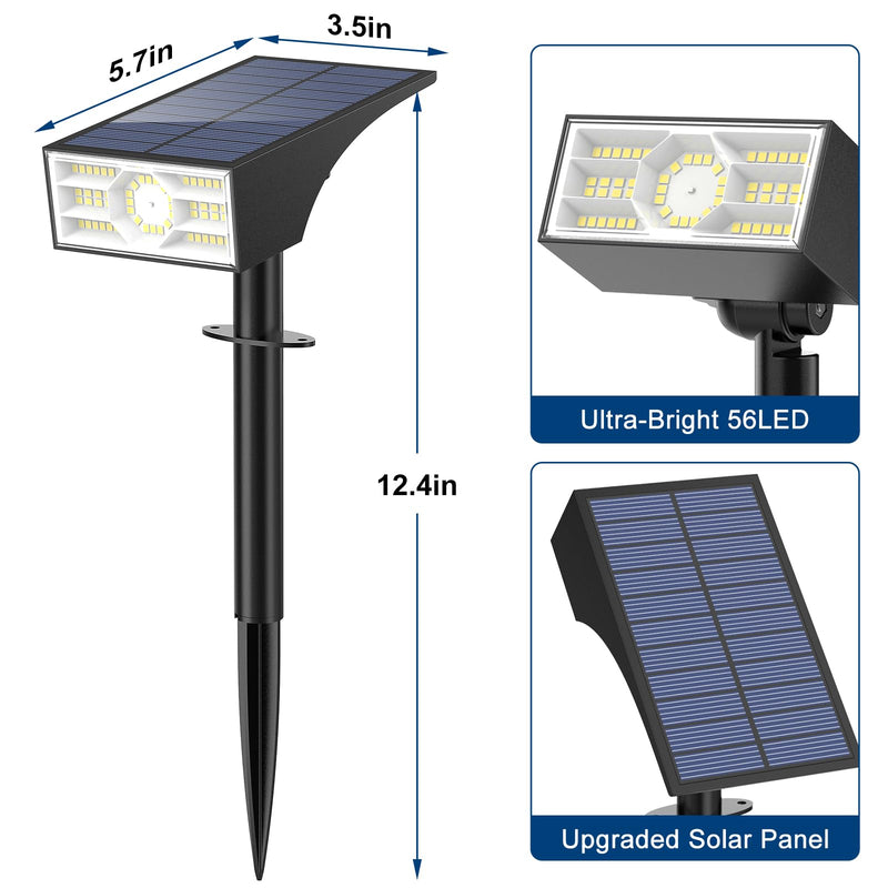 Solar Spot Lights Outdoor,6 Pack/56 LED Outdoor Lights for Yard Waterproof IP68, 4 Lighting Modes Solar Landscape Spotlights, Auto On/Off Solar Powered Flood Lights Garden Pathway,Cool White Cool White 6 pack