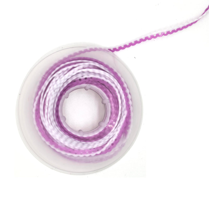 Dental Orthodontic Power Chain Mixed Color Spool Elastic Rubber Bands for Teeth Braces, 15ft/Roll (Purple&White, Closed) Purple&White
