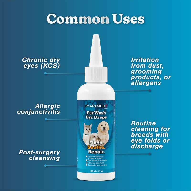 Large Pet Eye Wash 5.1 oz Gentle Eye Irritation Solution for Pets Removes Dirt, Debris & Tear Stains Safe for Daily Use 1 count