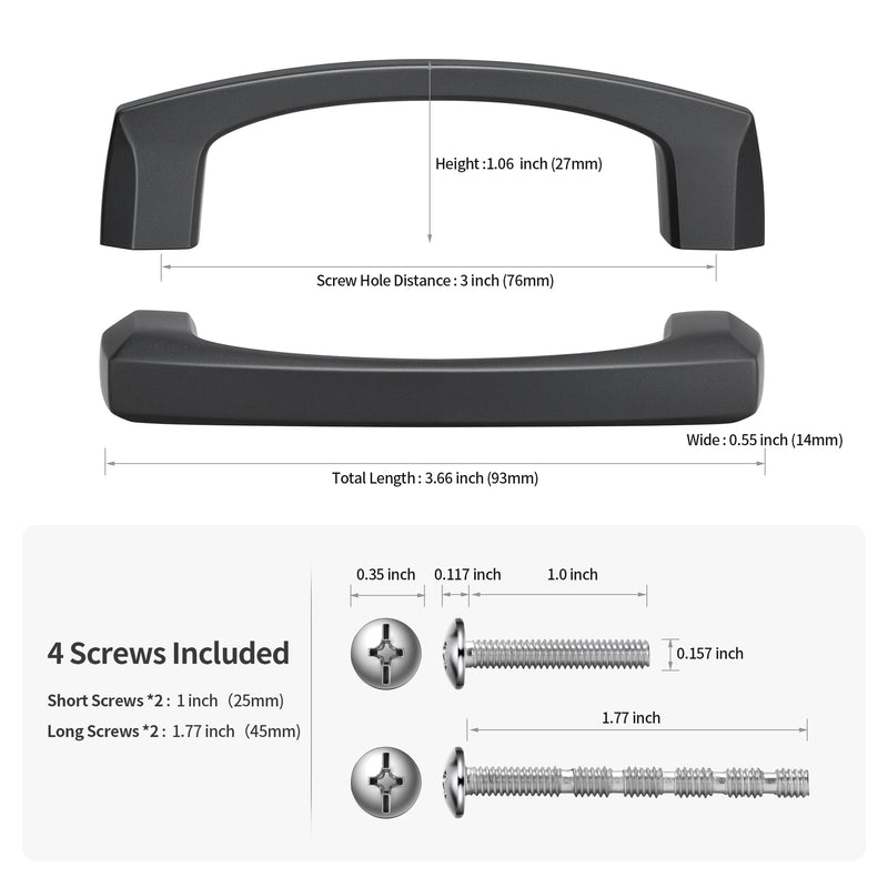 10 Pack 3 Inch(76mm) Hole Center Matte Dark Gunmetal Gray Modern Cabinet Pulls Kitchen Cabinet Handles Kitchen Cabinet Hardware Timeless Drawer Vanity Pulls, Gray(3x10) 3 Inch Hole Center 10