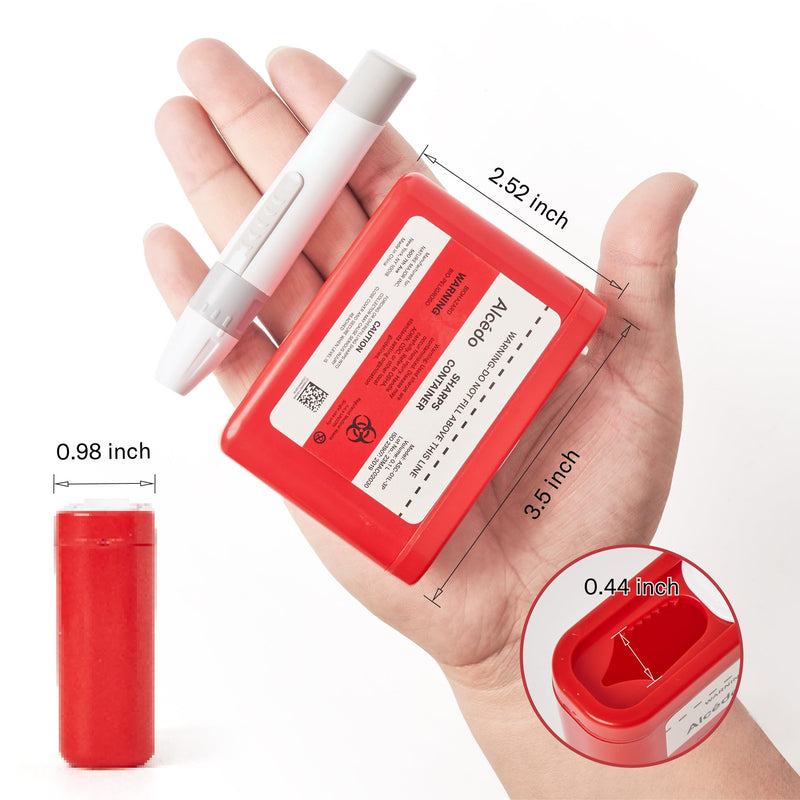 Alcedo Portable Sharps Container for Travel and Home Use (3-Pack), Small 0.1L Container for Diabetes Insulin Pen Needle Disposal, Biohazard Syringe Mini Container, Medical Grade 3