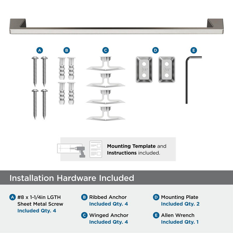 Amerock BH36004G10 | Brushed Nickel Towel Bar | 24 inch (610 mm) Center-to-Center Towel Rack | Blackrock | Bathroom Towel Holder | Bathroom Hardware | Bath Accessories