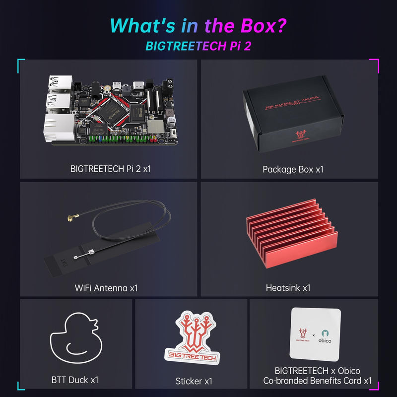 BIGTREETECH Pi 2 Control Board 2GB RAM Quad-Core Support DSI CSI WiFi, BTT Pi 2 Support Kraken Octopus/Pro/Max EZ SKR Series Control Board to Run Klipper VS Raspberry-Pi 4/3B for i3/CoreXY 3D Printer