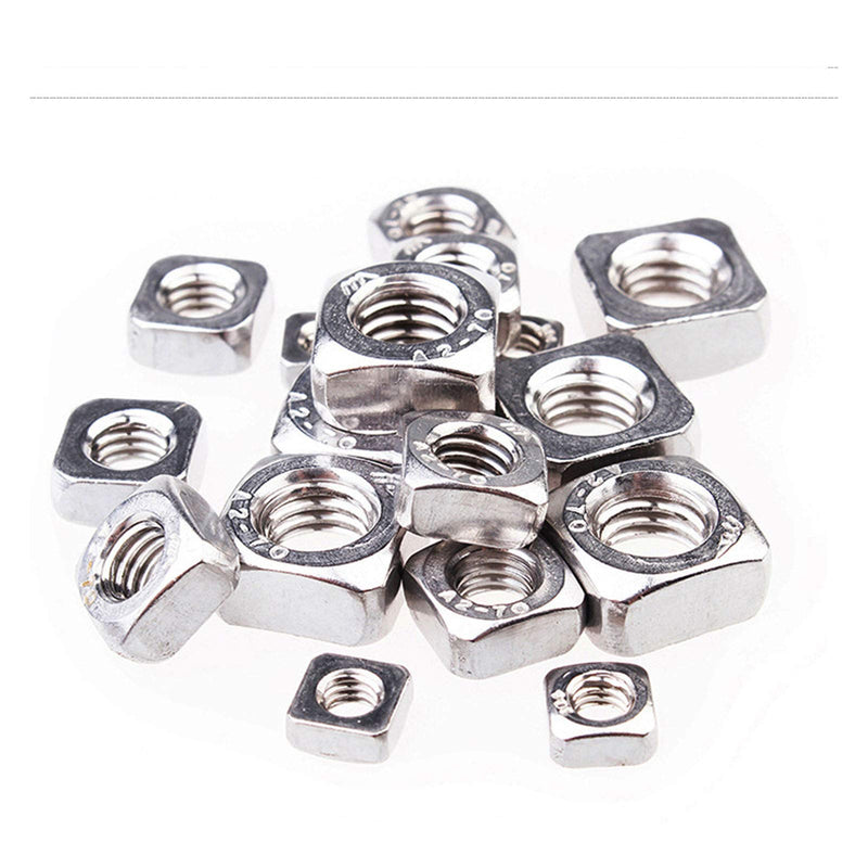 M6-1.0 Square Nuts, 304 Stainless Steel Metric Coarse Thread Assortment Kit (100 Pcs) M6-1.0（100 Pcs）